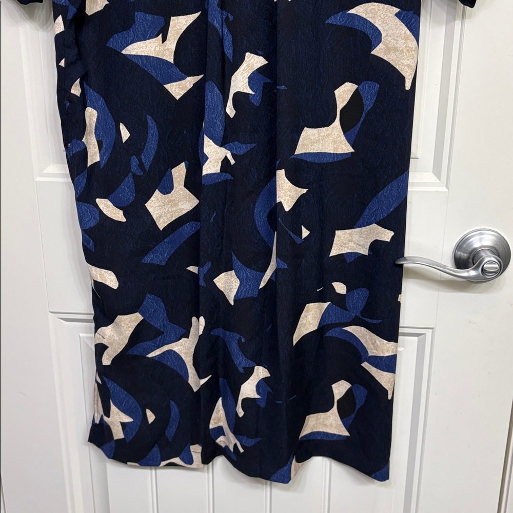 NWT NIC+ZOE Abstract Print Billow Shirt Dress Black Blue White Size S - Picture 11 of 11